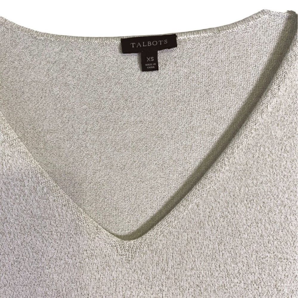 WOMEN'S Talbots Gold Shimmer Sweather with Sleeve Ties Size XS - Picture 4 of 4